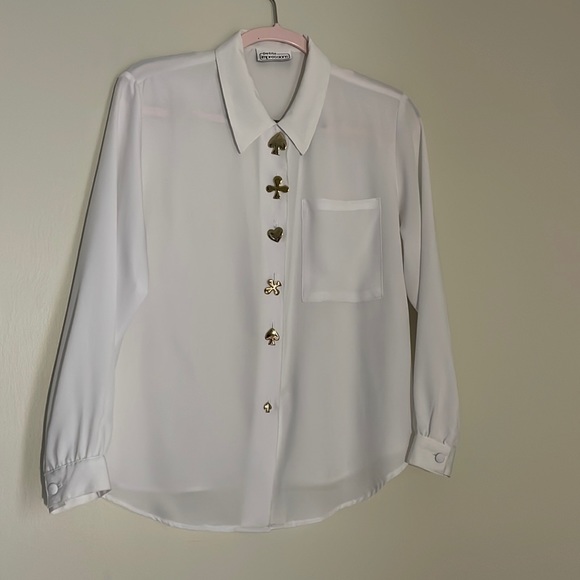 Button blouse with card suit buttons - Picture 2 of 14